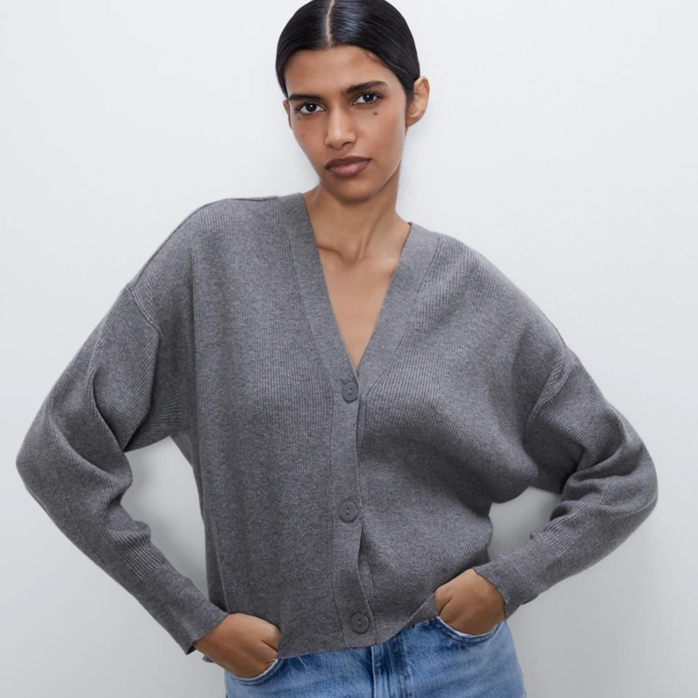 NEW Zara Ribbed Cardigan with Buttons - Picture 4 of 6